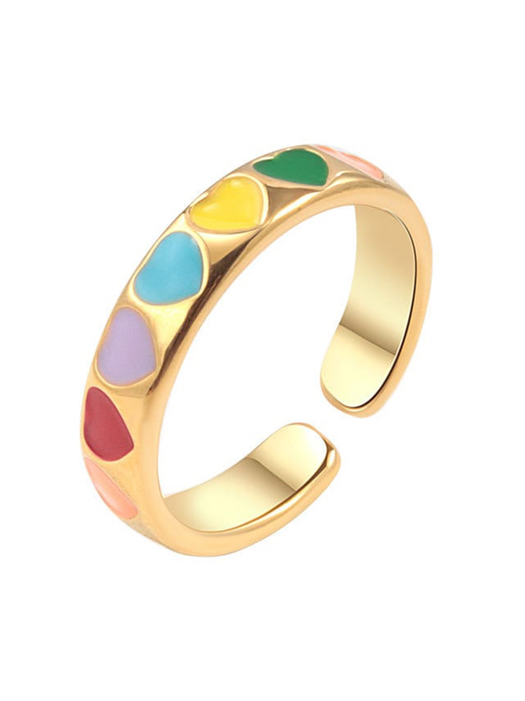 

MYKI Gold-Plated CZ Studded Adjustable Finger Ring