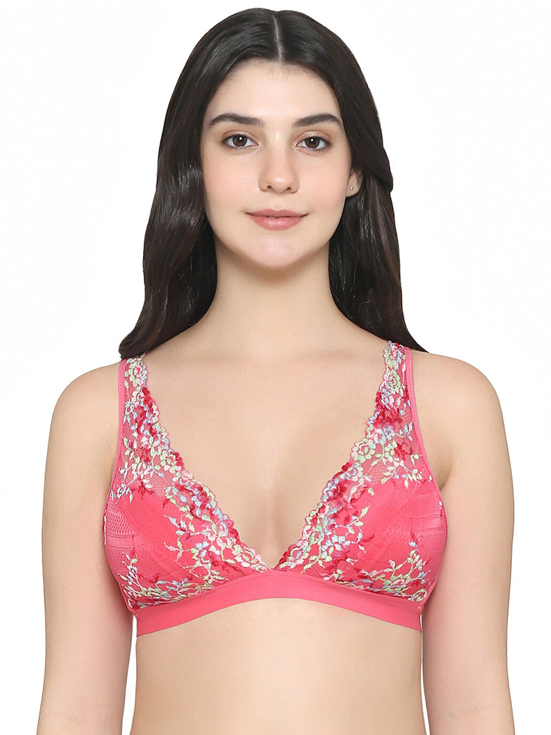 

Wacoal Floral Printed Half Coverage Bralette Bra, Pink