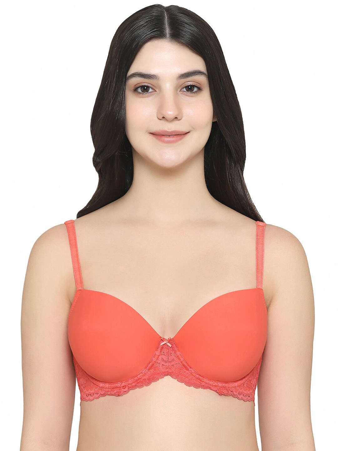 

Wacoal Lace Half Coverage Lightly Padded Rapid-Dry Balconette Bra With All Day Comfort, Orange