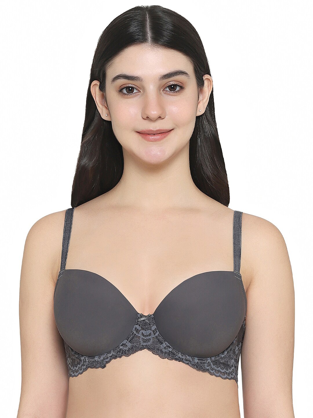

Wacoal Lace Half Coverage Lightly Padded Rapid-Dry Balconette Bra With All Day Comfort, Grey