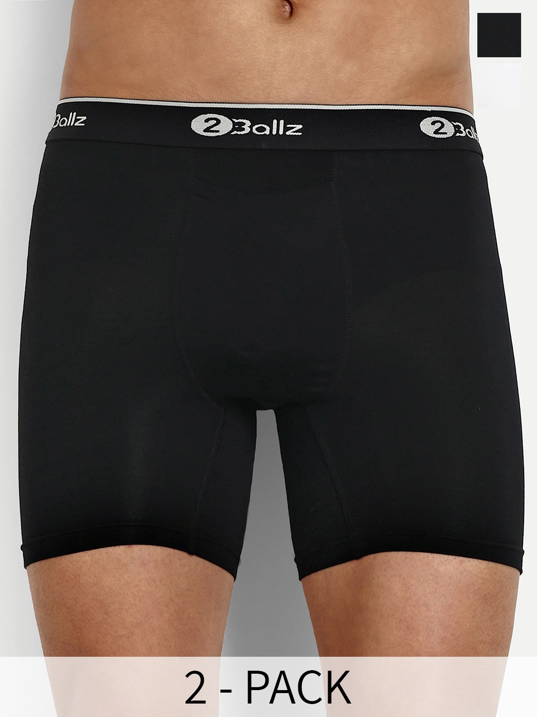

2BALLZ Pack Of 2 Mid-Rise Trunks BW-P2-2BRT, Black