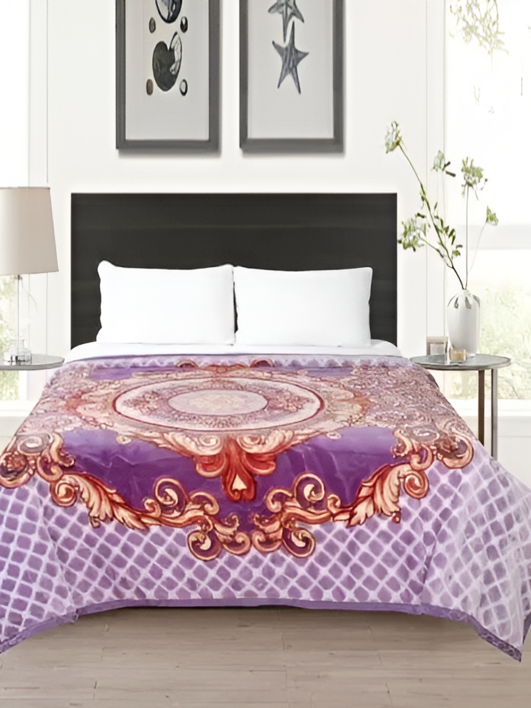 

Signature Purple & Red Floral Heavy Winter 350 GSM Double Bed Blanket