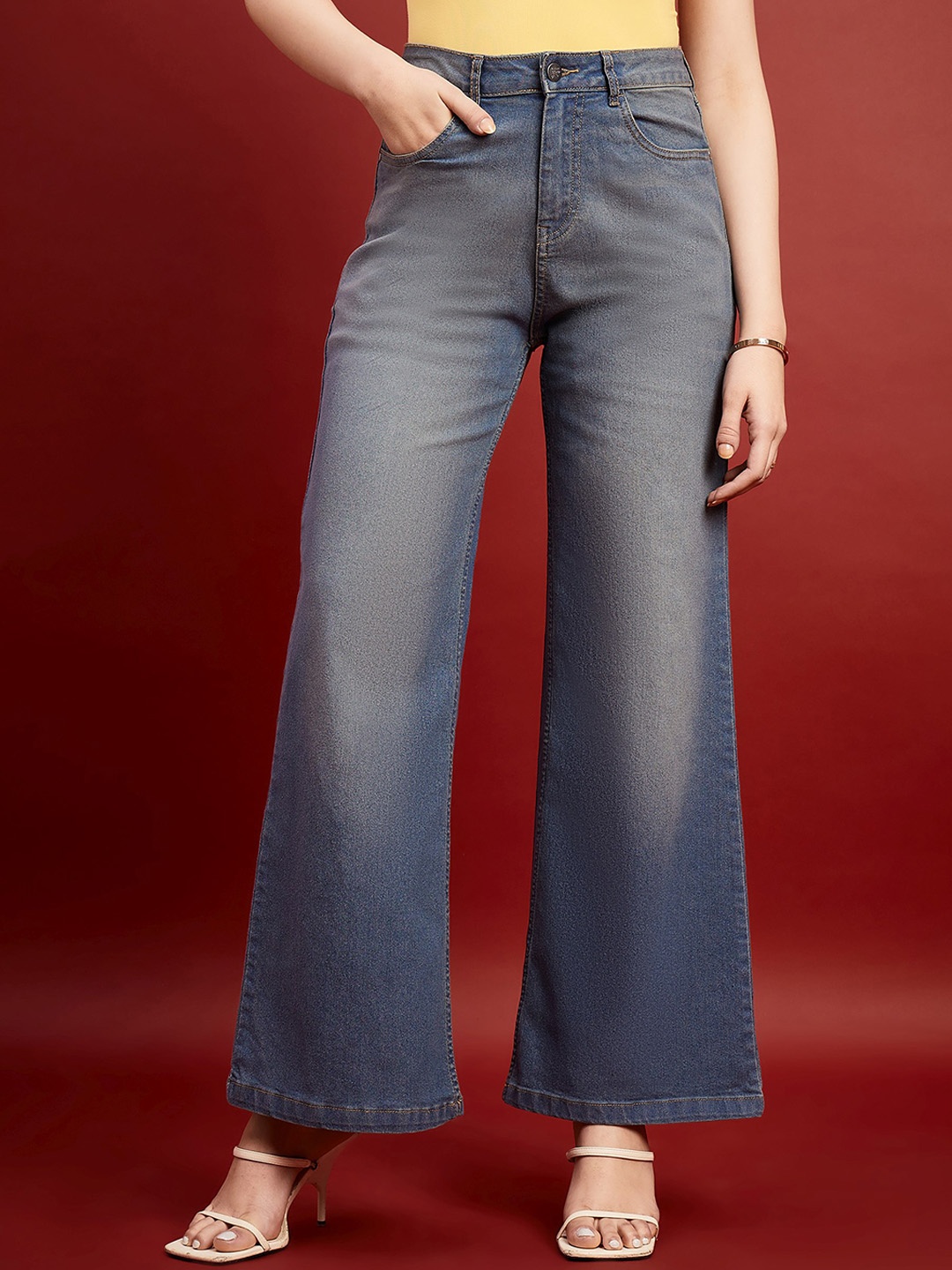 

all about you Women Comfort Wide Leg High-Rise Stretchable Jeans, Blue