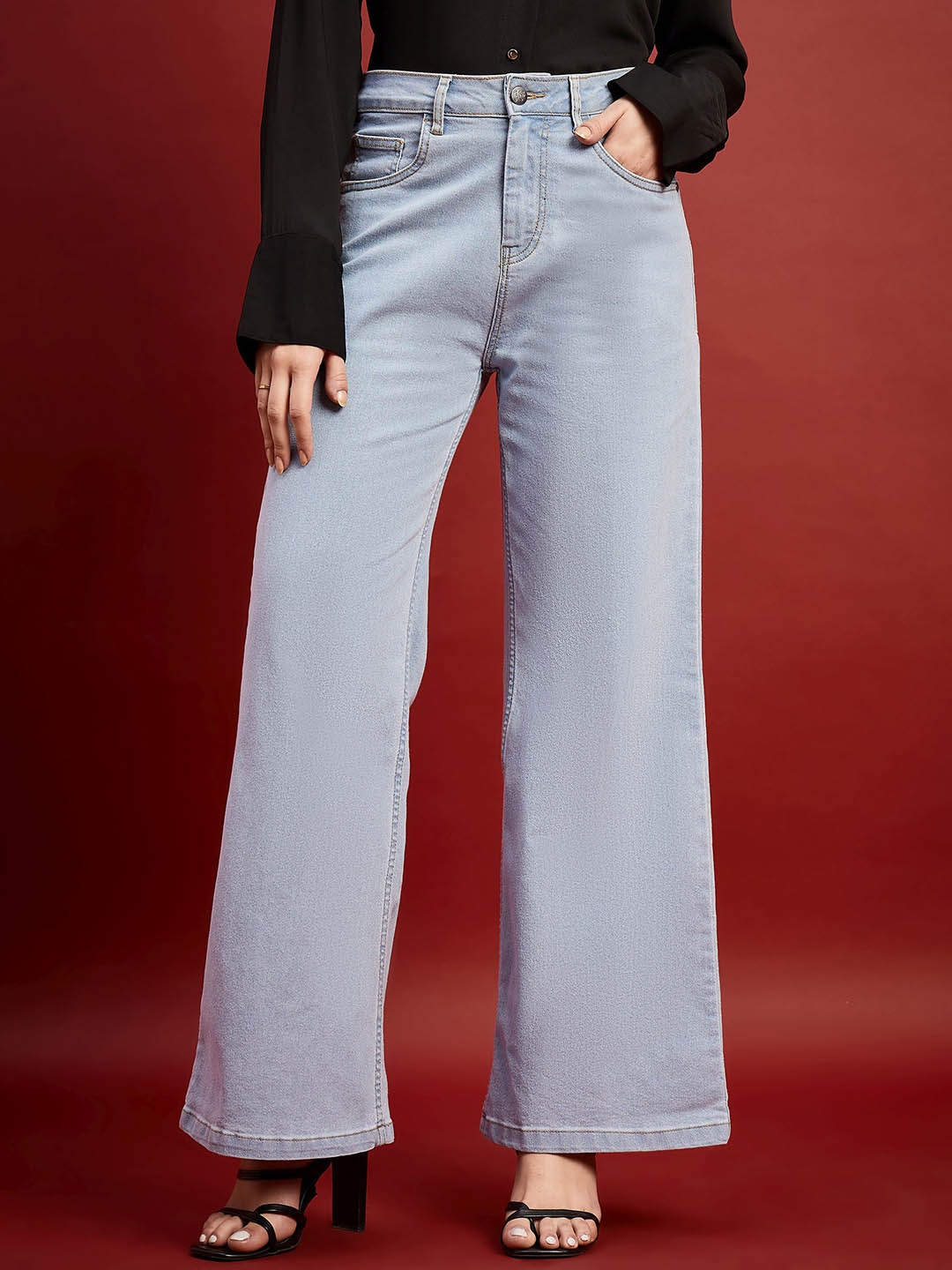 

all about you Women Comfort Wide Leg High-Rise Stretchable Jeans, Blue