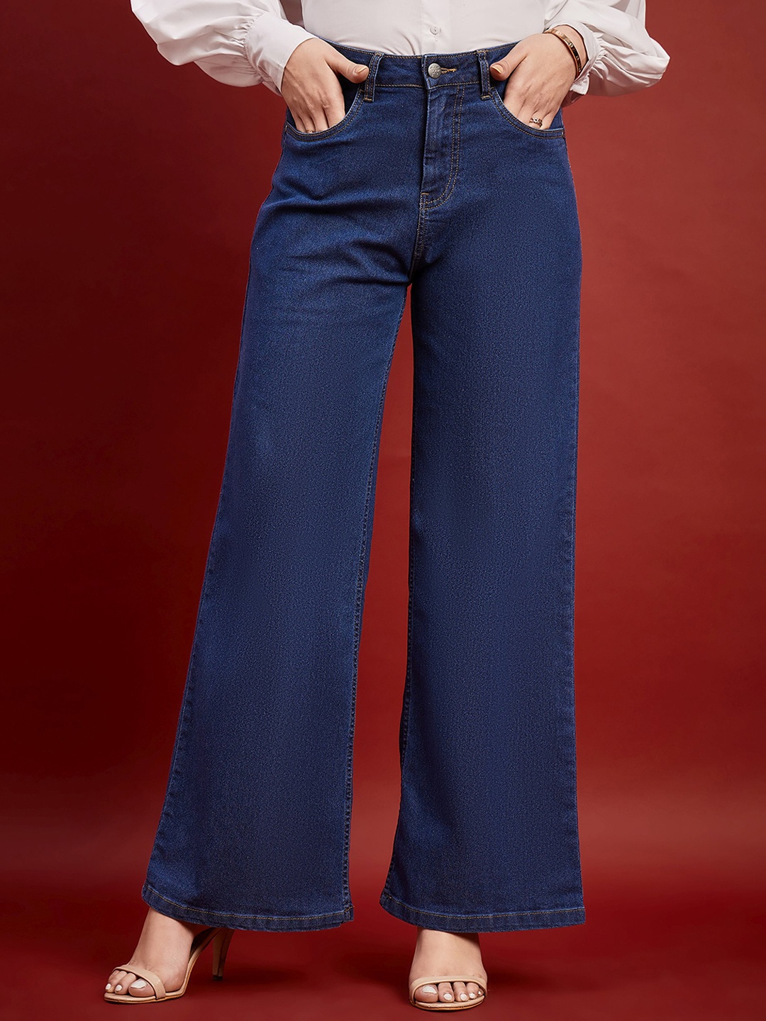 

all about you Women Comfort Wide Leg High-Rise Stretchable Jeans, Blue