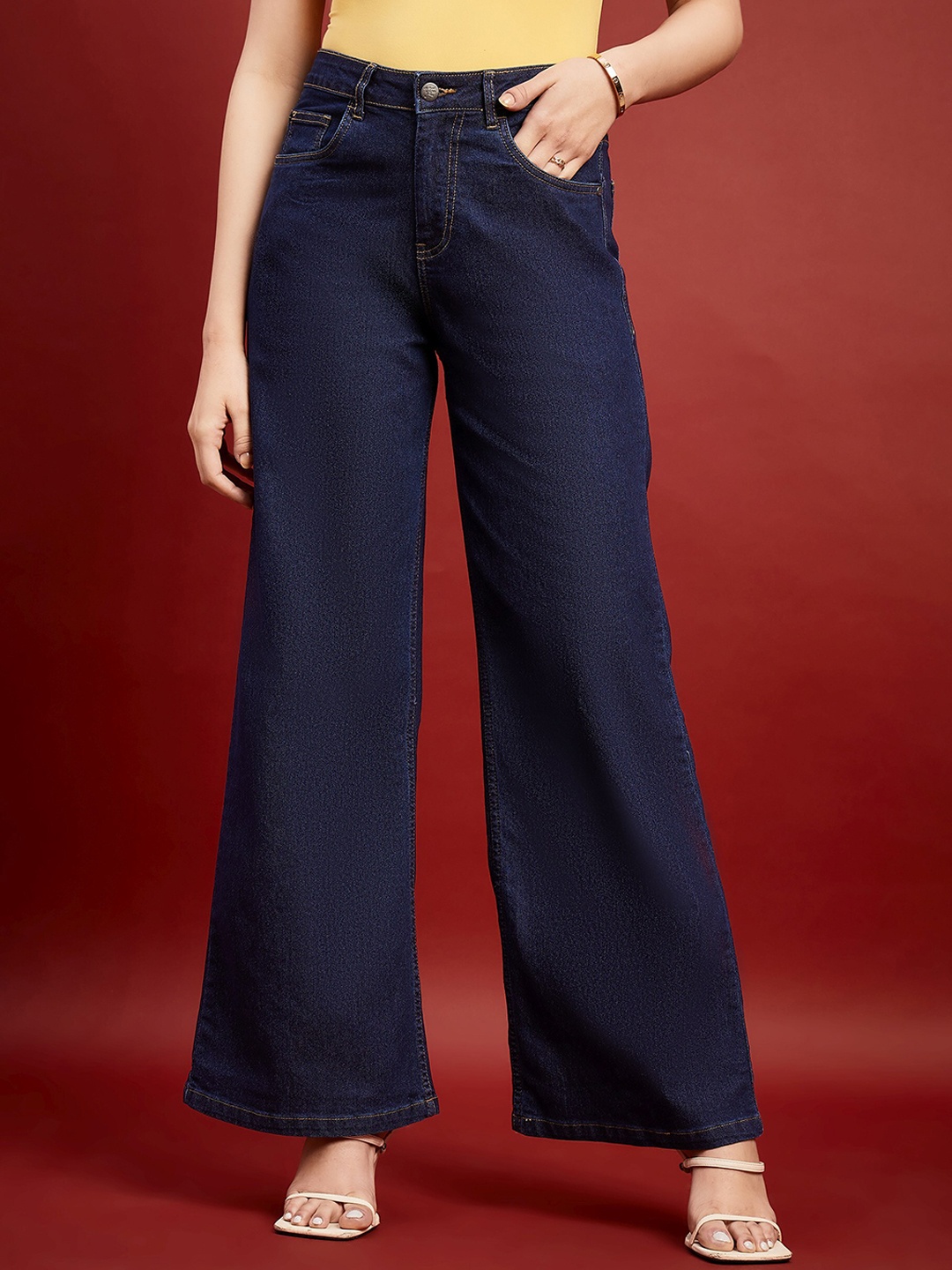 

all about you Women Comfort Wide Leg High-Rise Clean Look Stretchable Jeans, Blue