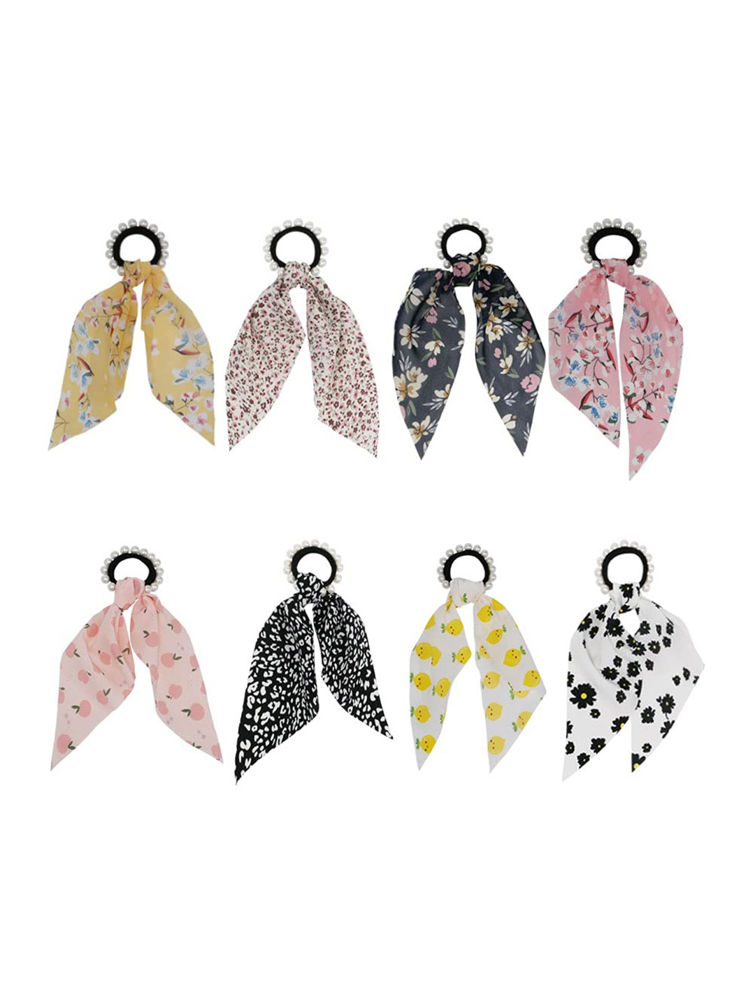 

BAESD Girls Set Of 8 Beaded Ponytail Holders, White
