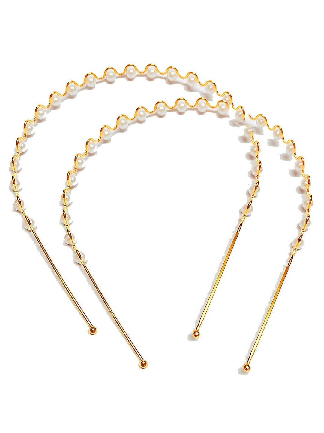 

BAESD Girls Set of 2 Beaded Hairband, Gold
