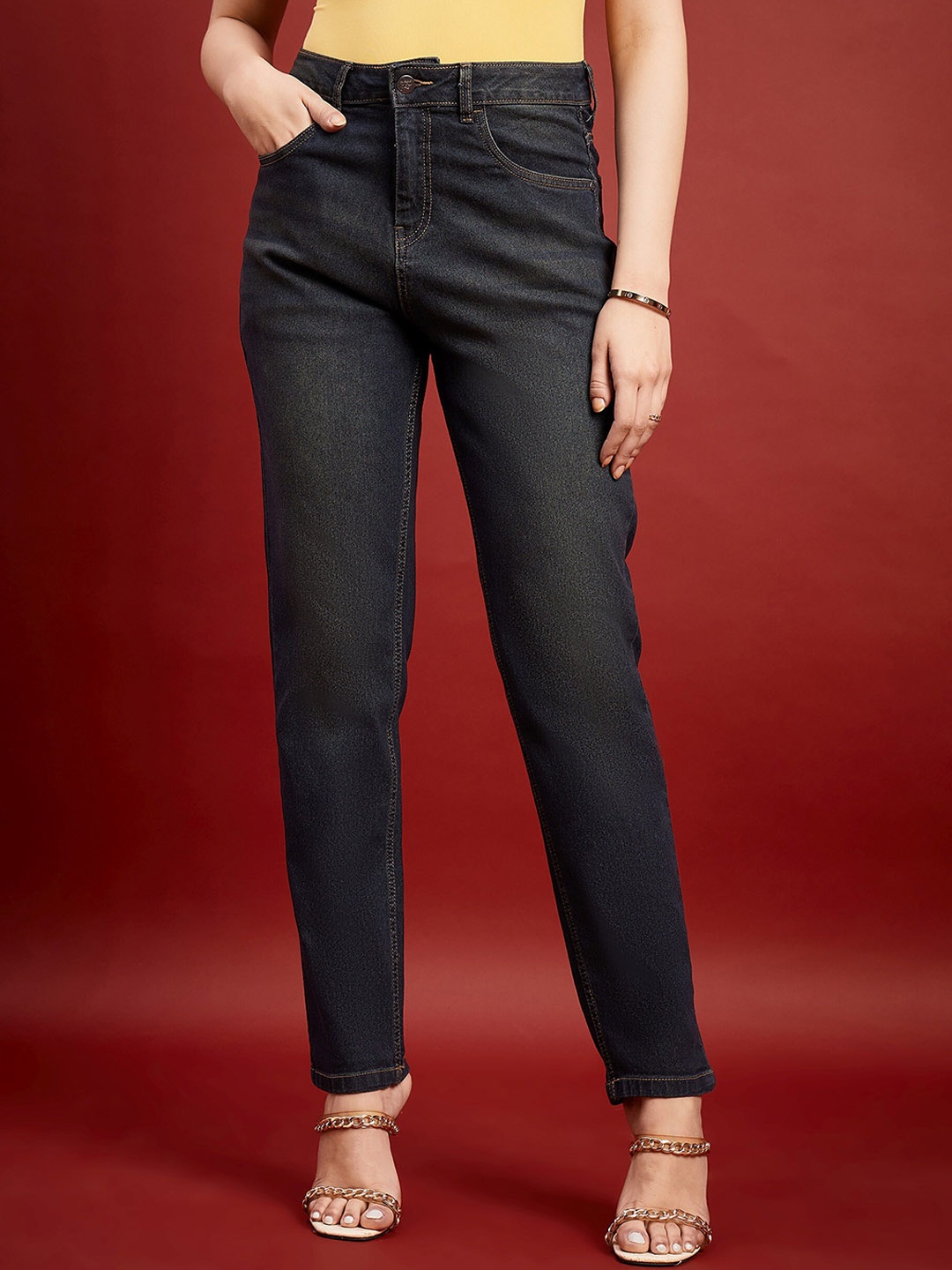 

all about you Women Comfort Relaxed Fit High-Rise Clean Look Stretchable Jeans, Blue