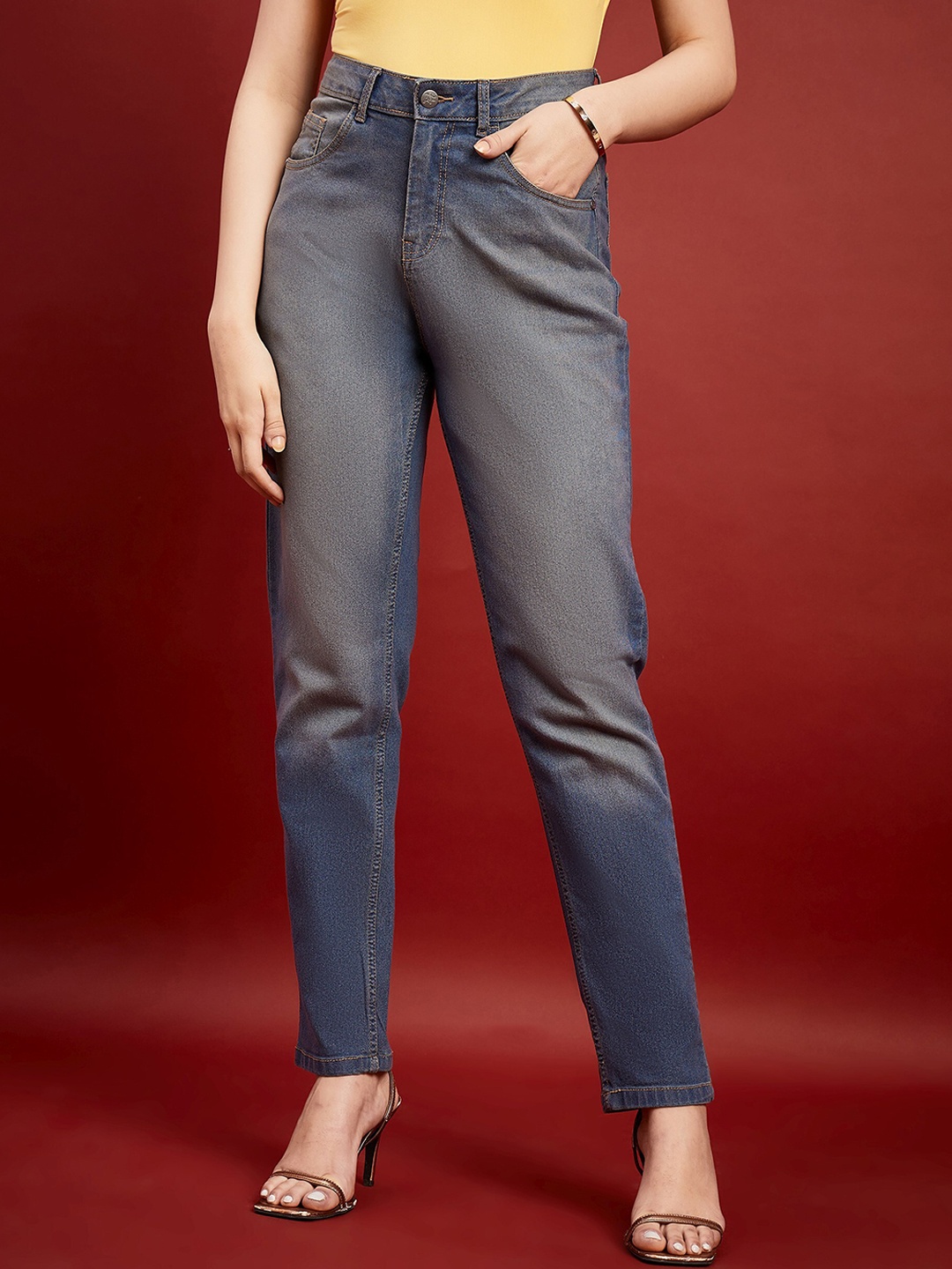 

all about you Women Comfort Relaxed Fit High-Rise Light Fade Stretchable Jeans, Blue