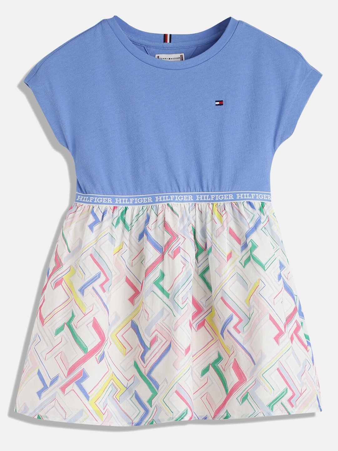 

Tommy Hilfiger Girls Print Organic Cotton Fit & Flare Dress, Blue