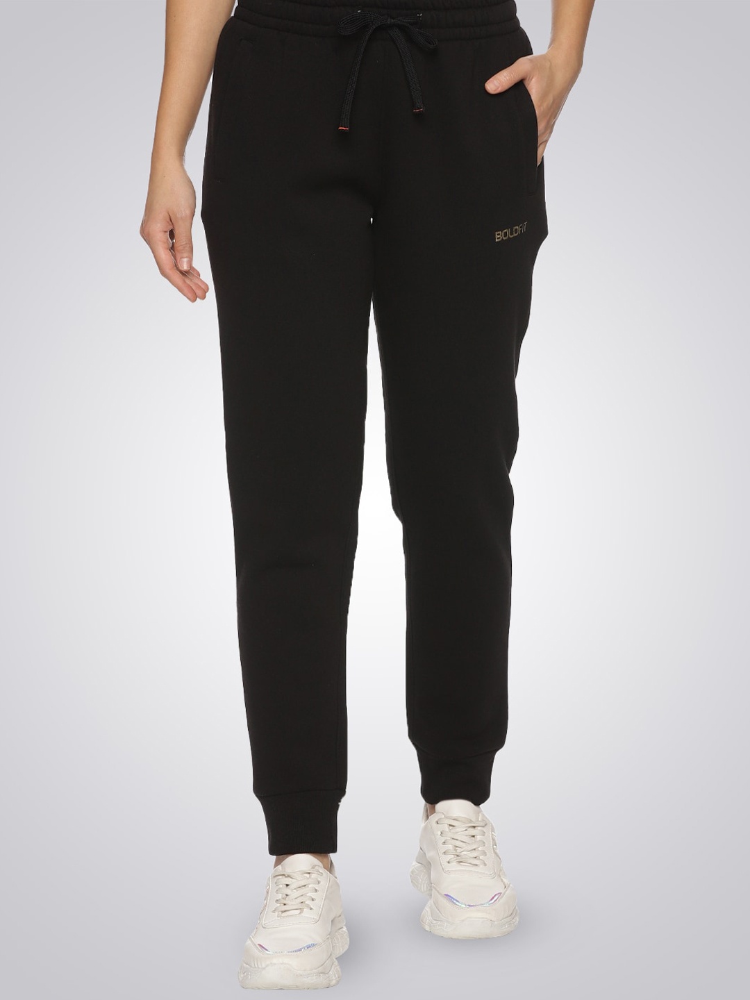 

BOLDFIT Women Mid-Rise Sports Joggers, Black