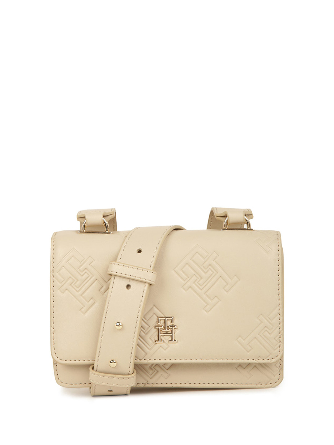 

Tommy Hilfiger Textured PU Swagger Sling Bag, Beige