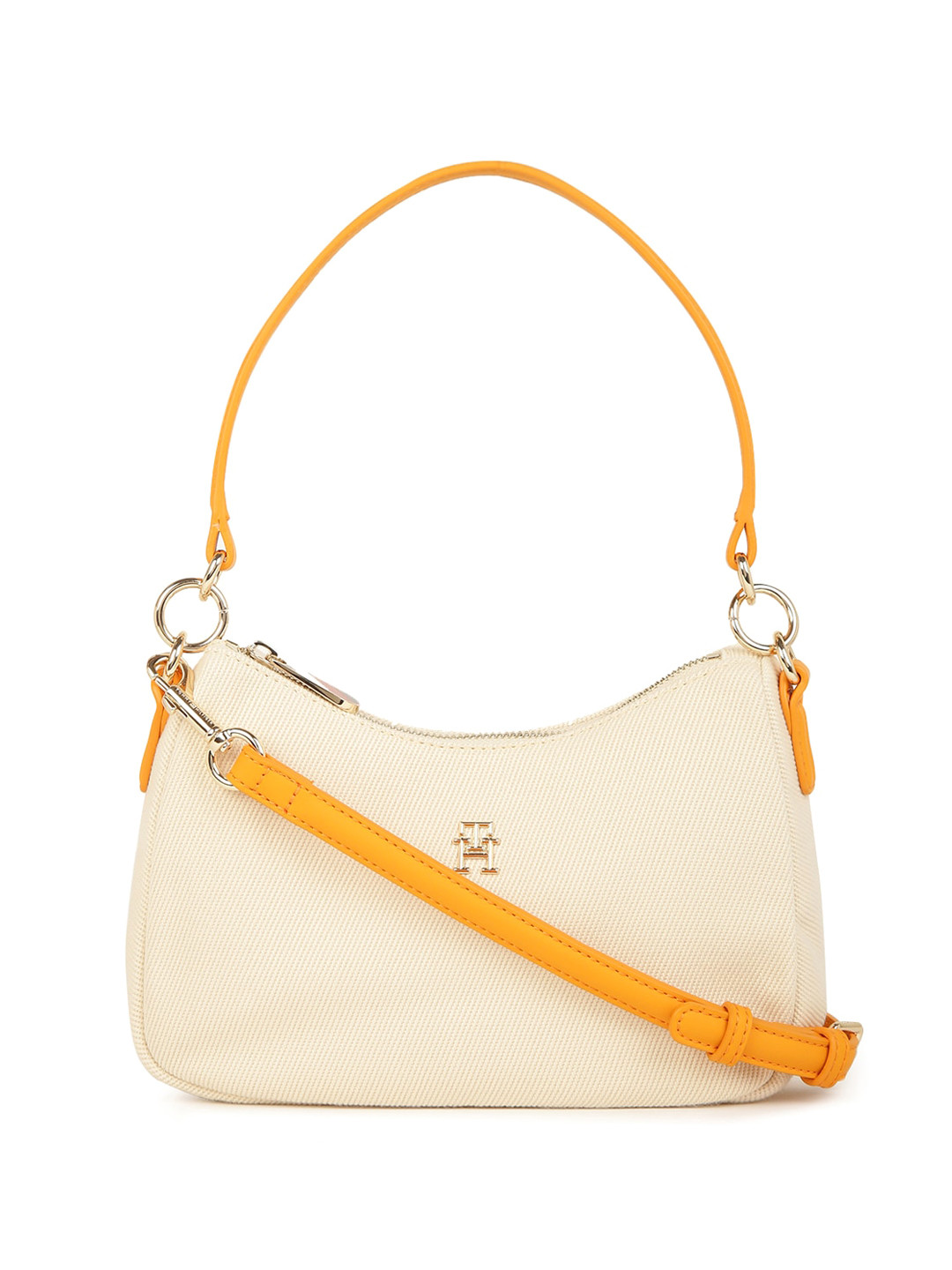 

Tommy Hilfiger Textured Half Moon Canvas Hobo Bag, Beige