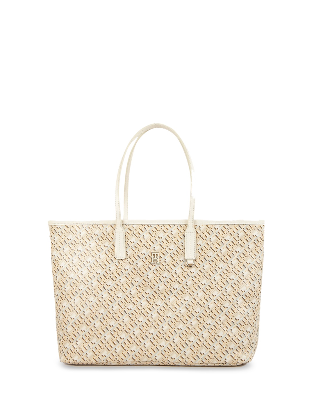 

Tommy Hilfiger Geometric Printed Structured Cotton Shoulder Bag, Beige