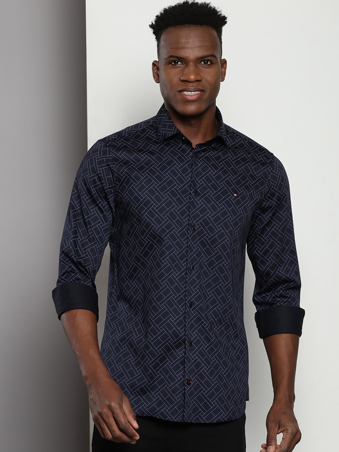 

Tommy Hilfiger Slim Fit Geometric Printed Shirt, Navy blue