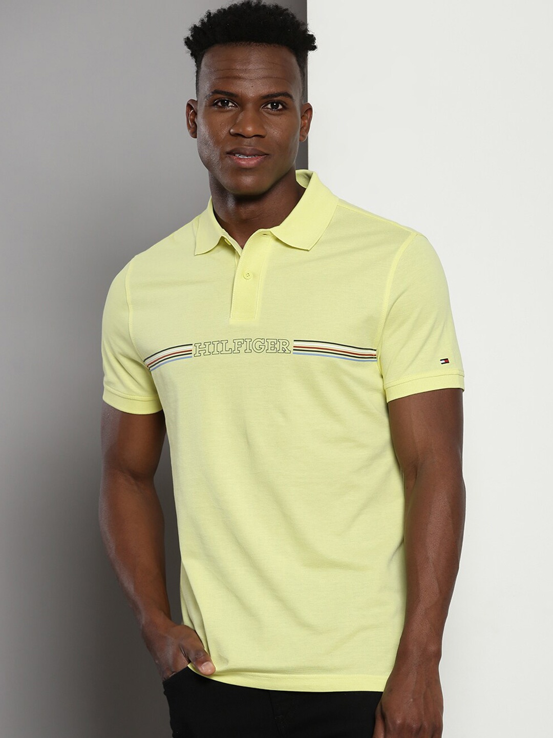 

Tommy Hilfiger Polo Collar Pure Cotton T-shirt, Yellow