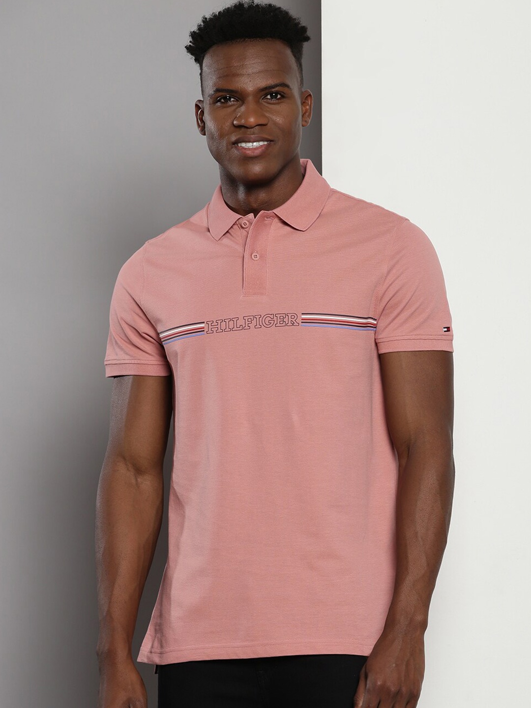 

Tommy Hilfiger Polo Collar Cotton T-shirt, Pink