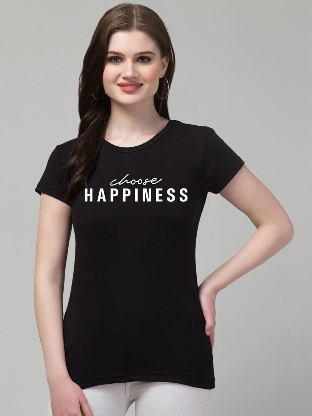 

Trend Level Typography Printed Pure Cotton T-shirt, Black
