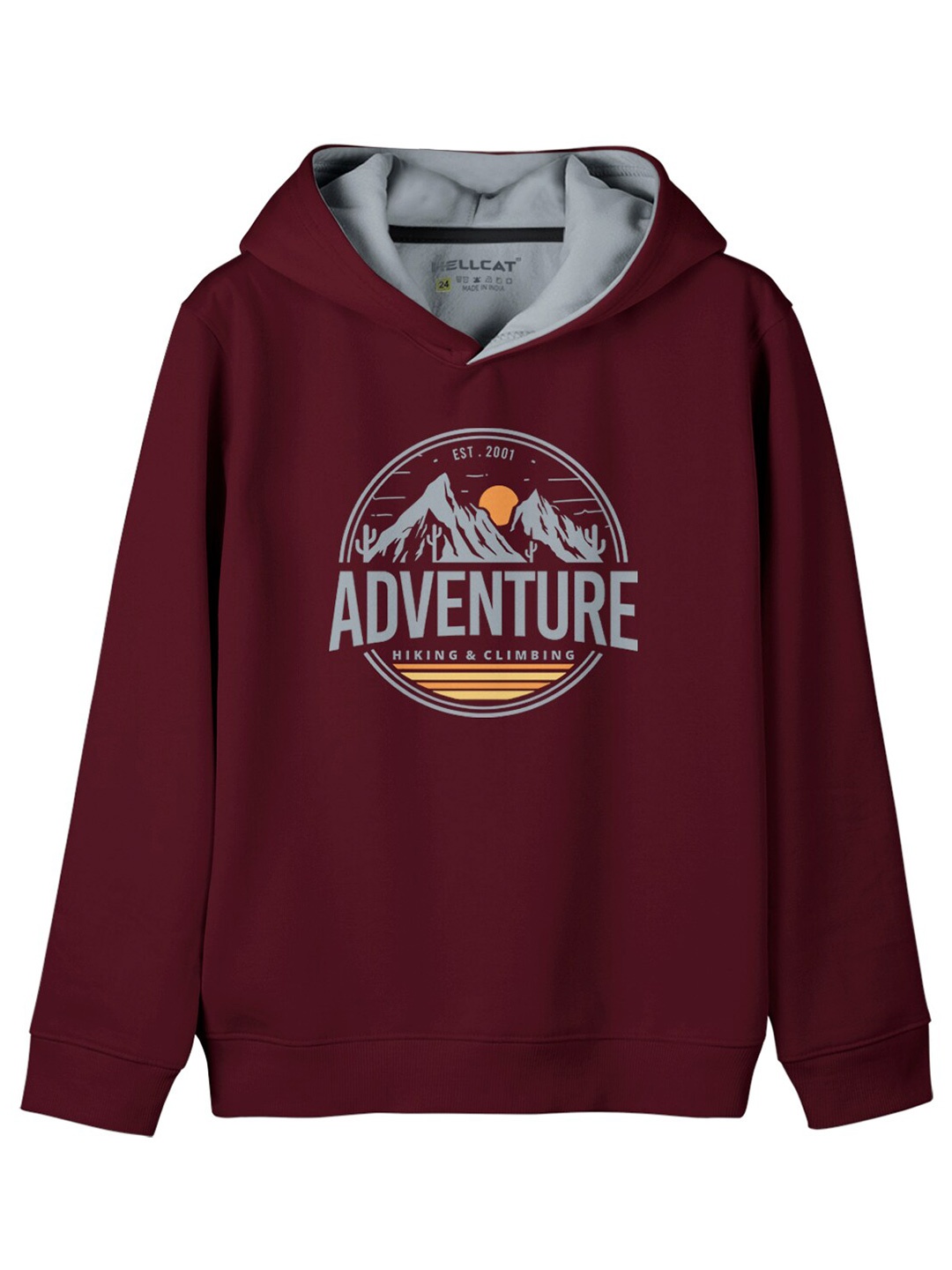 

HELLCAT Girls Graphic Printed Hooded Cotton Pullover Sweatshirt, Maroon
