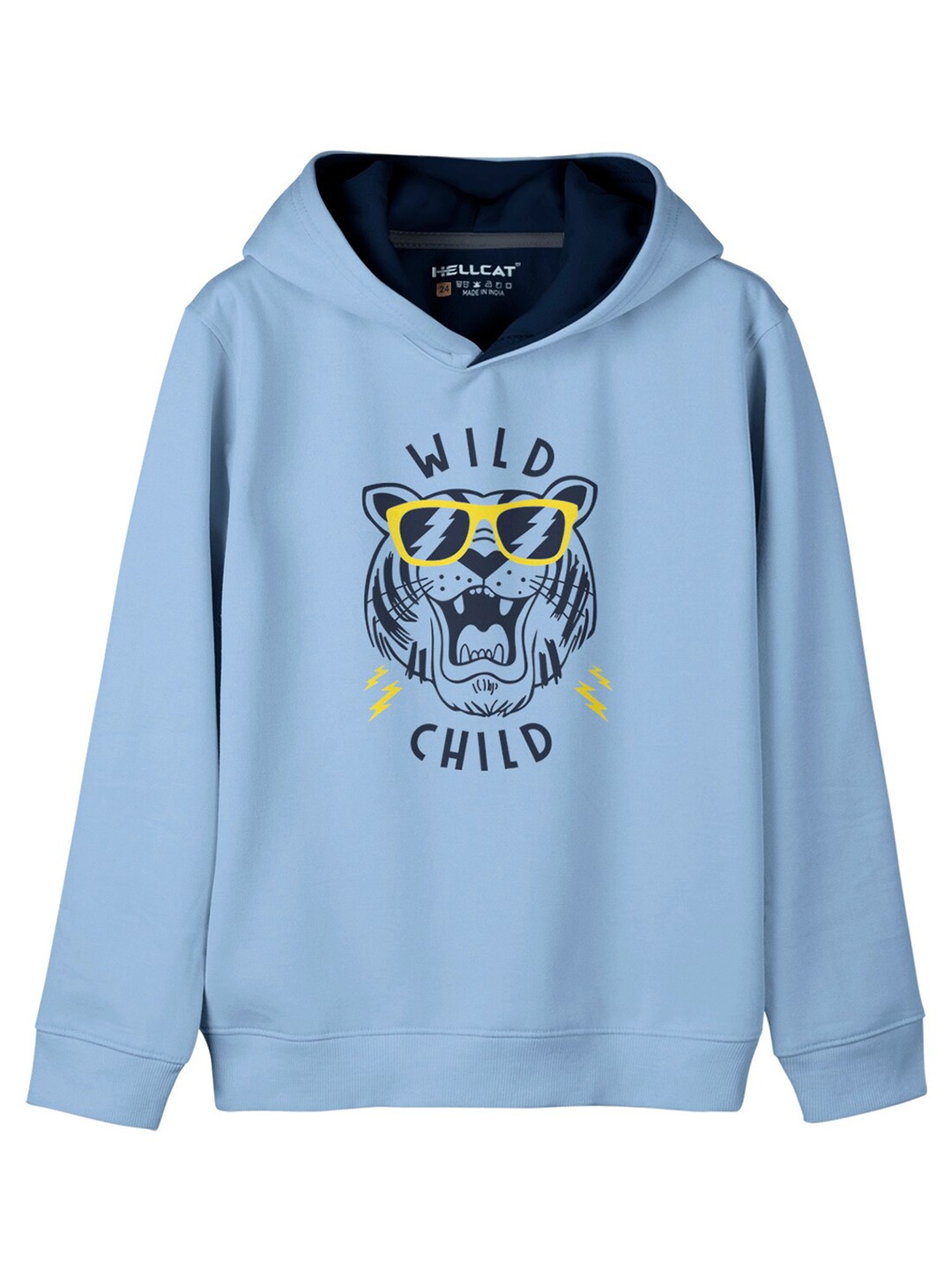 

HELLCAT Girls Graphic Printed Hooded Cotton Pullover Sweatshirt, Blue