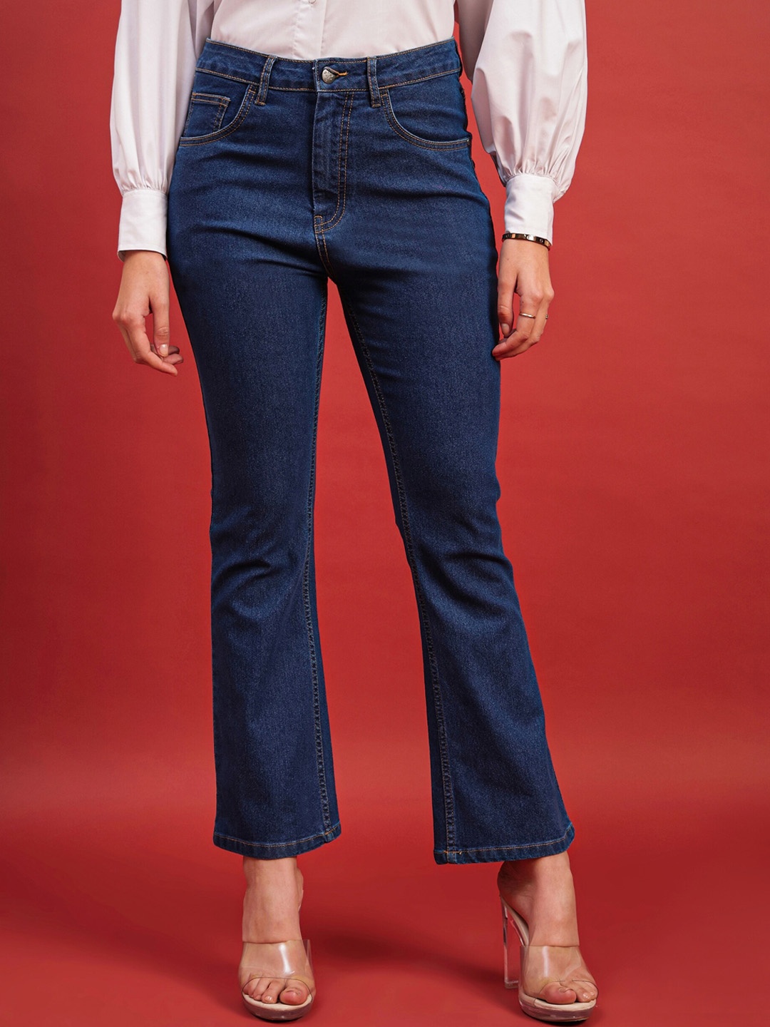 

all about you Women Blue Comfort Bootcut High-Rise Clean Look Stretchable Jeans
