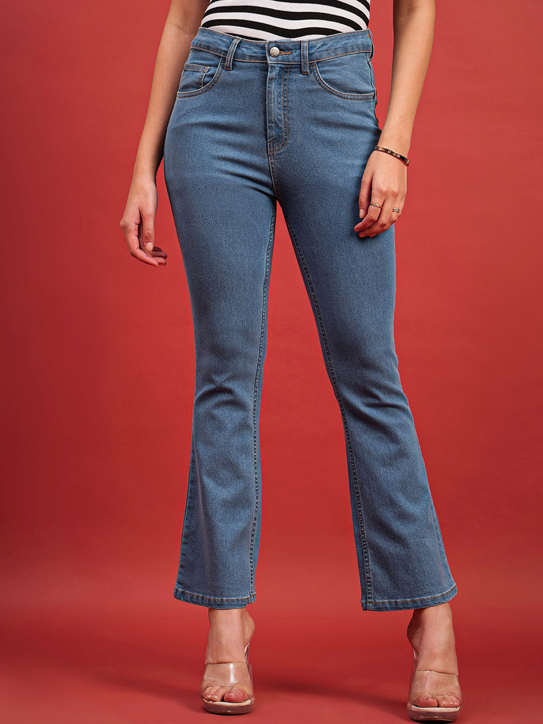 

all about you Women Comfort Bootcut High-Rise Stretchable Jeans, Blue