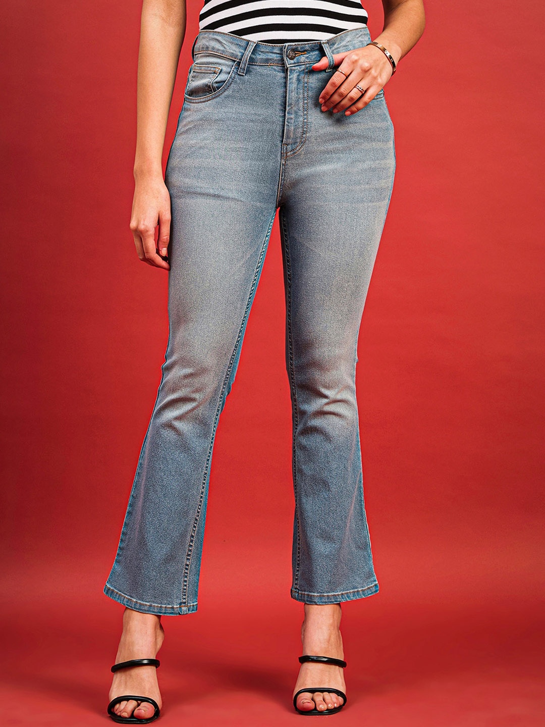 

all about you Women Comfort Bootcut High-Rise Heavy Fade Stretchable Jeans, Blue