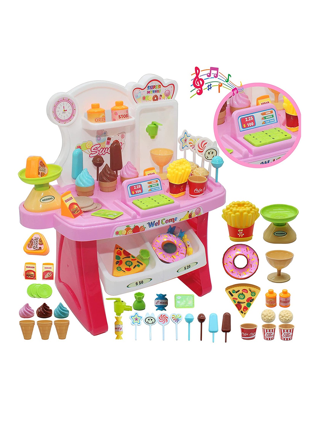 

ADKD Kids Mini Home Supermarket Play Set, Pink