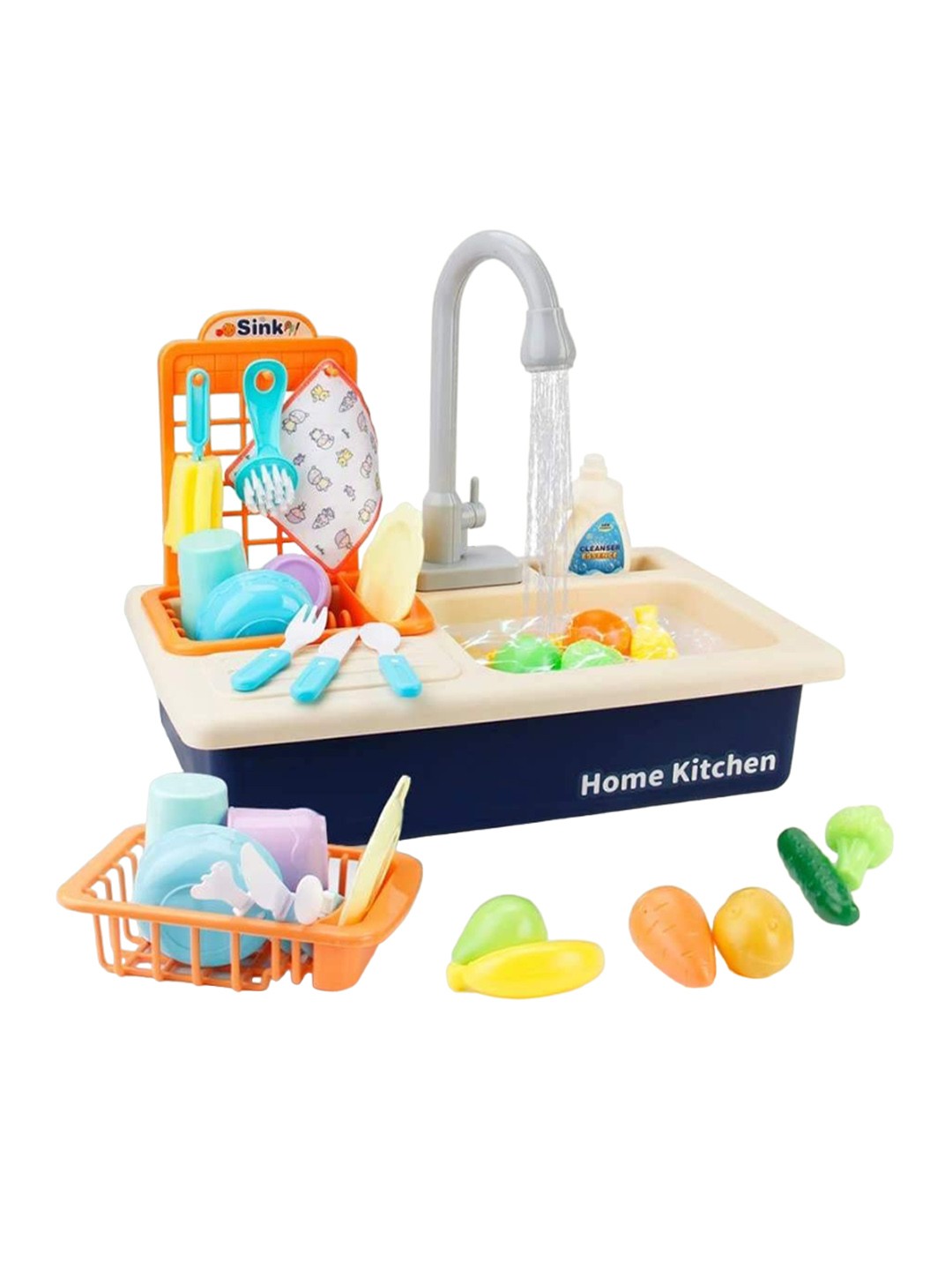 

ADKD Kids Kitchen Play Set With Automatic Water Cycle System Pretend Play Set, Blue