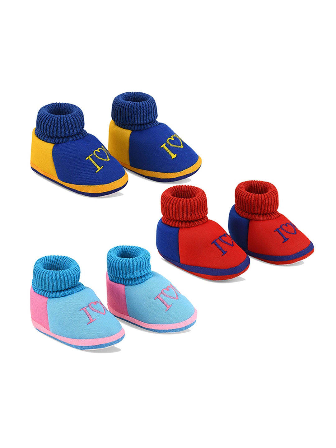 

Smartots Infants Pack Of 3 Patterned Pure Cotton Booties, Blue