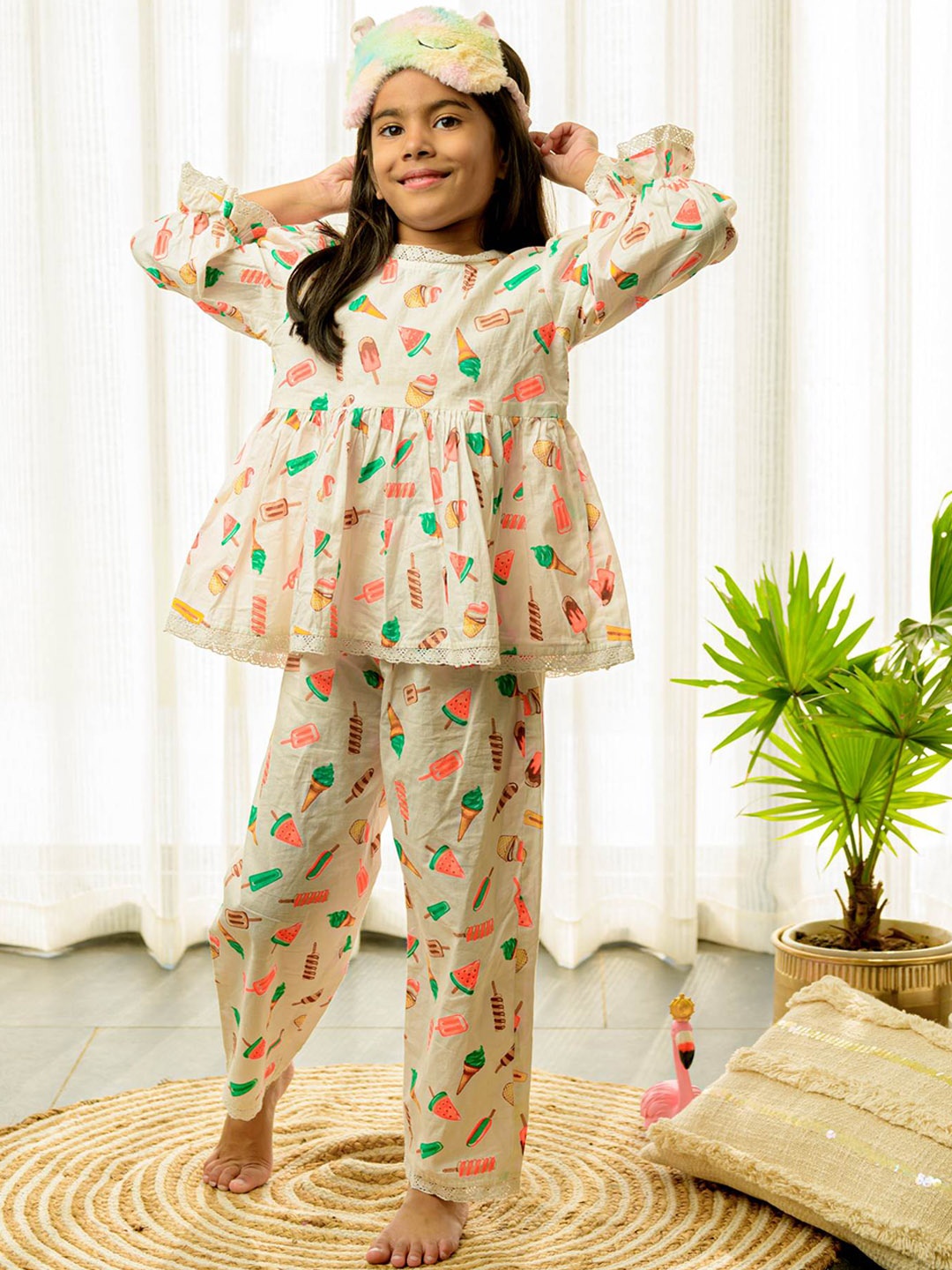 

Fairies Forever Girls Conversational Printed Pure Cotton Night suit, White