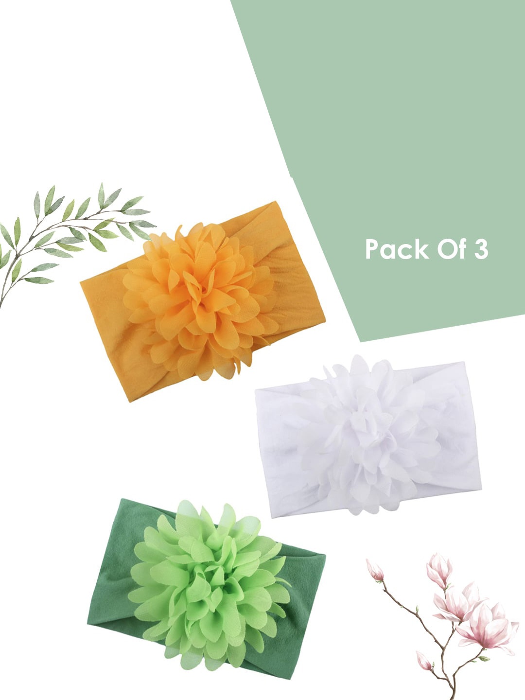 

SYGA Girls Pack Of 3 Floral Stretchable Headband, White