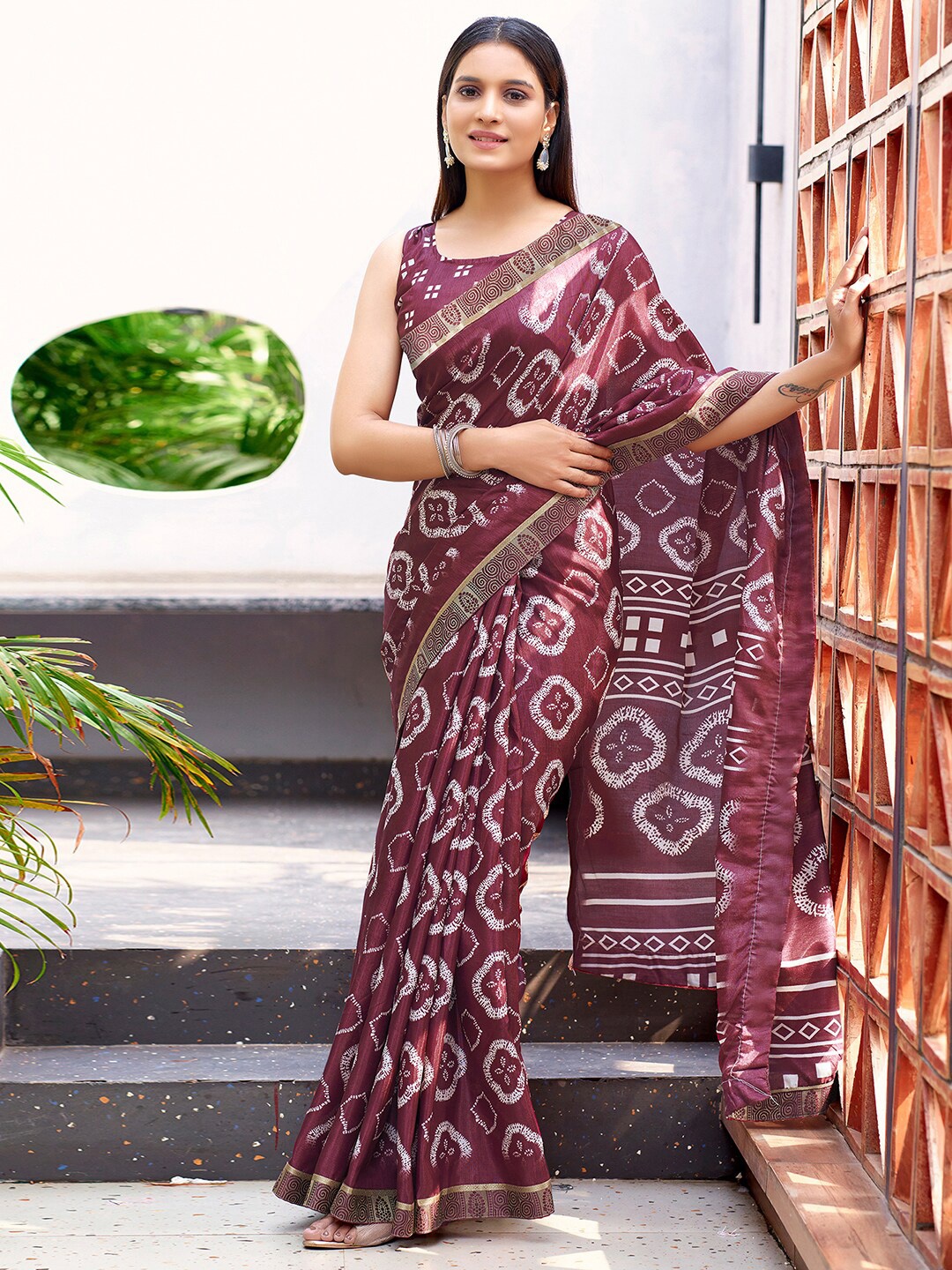 

KALINI Zari Art Silk Jamdani Saree, Pink