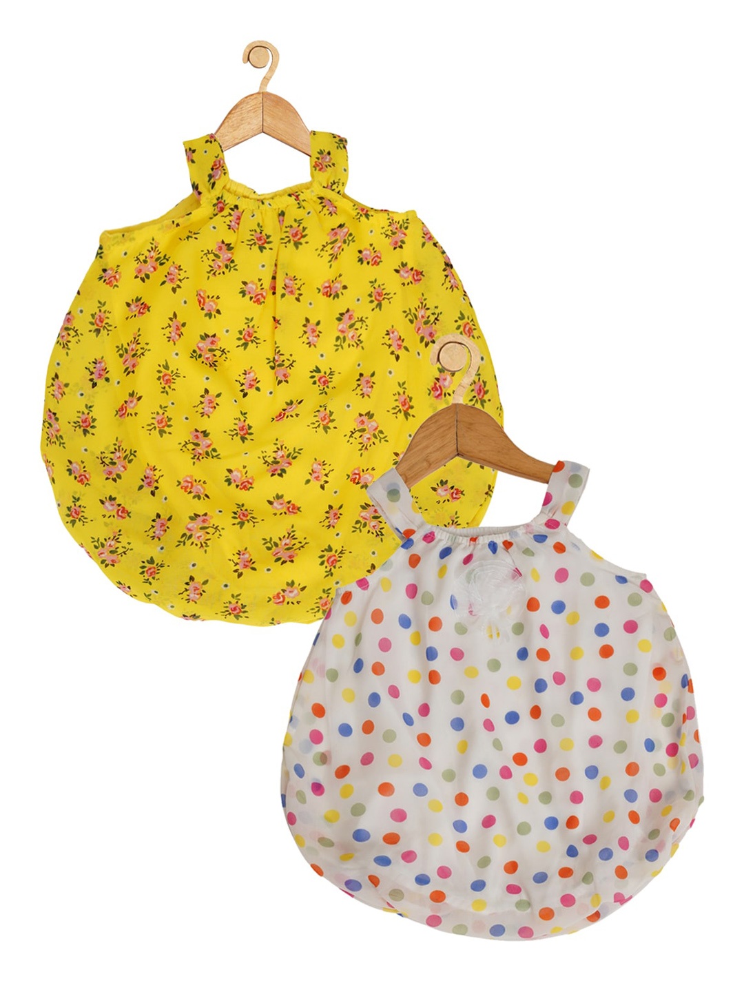 

Creative Kids Infant Girls Pack of 2 Printed Rompers, Yellow