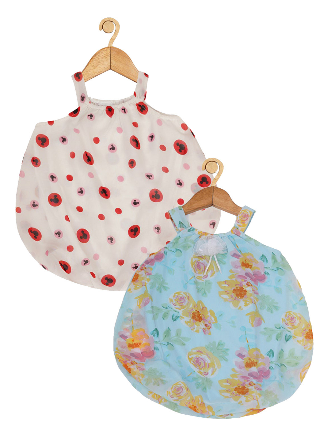 

Creative Kids Infant Girls Pack of 2 Printed Rompers, Turquoise blue