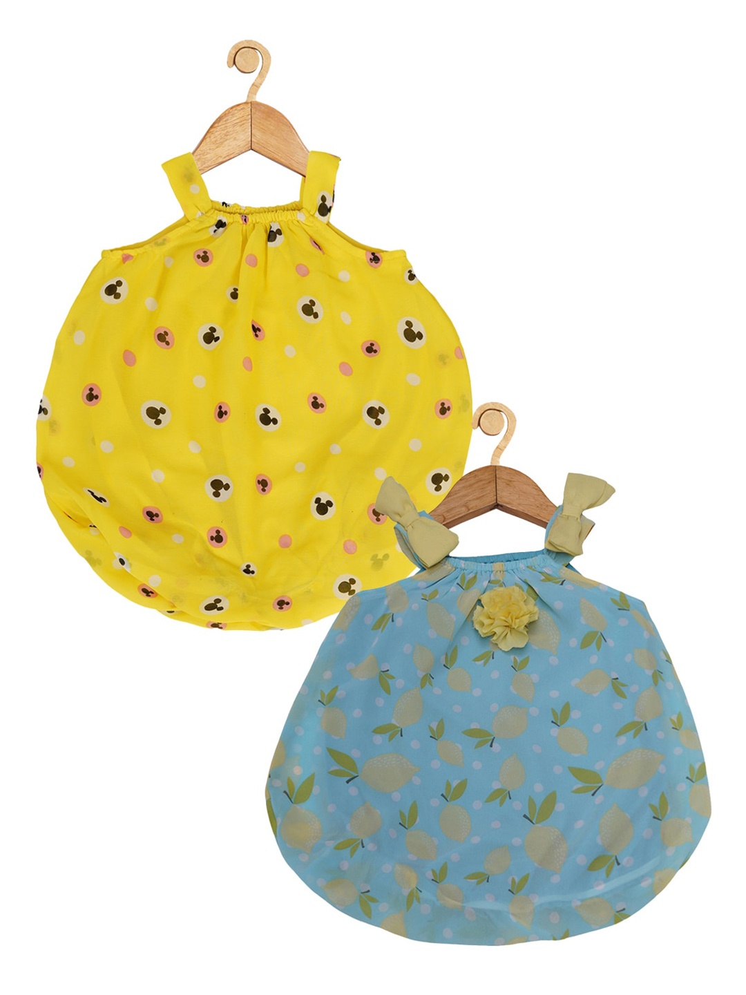 

Creative Kids Infant Girls Pack of 2 Printed Rompers, Turquoise blue
