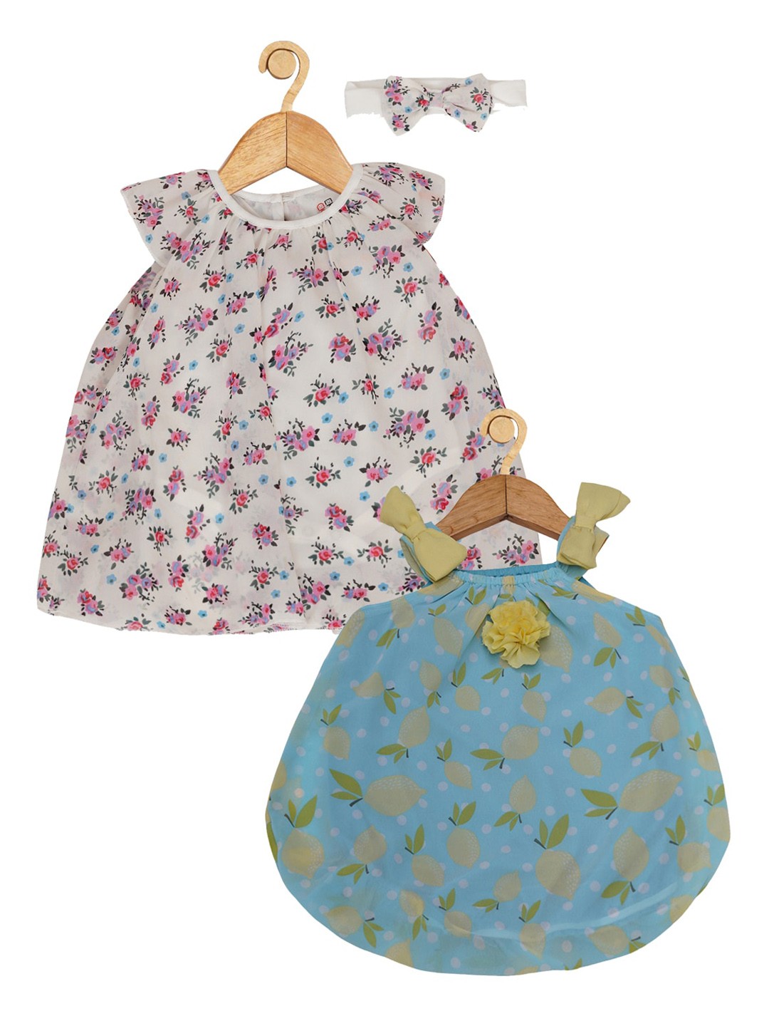 

Creative Kids Infant Girls Pack of 2 Printed Rompers, Turquoise blue