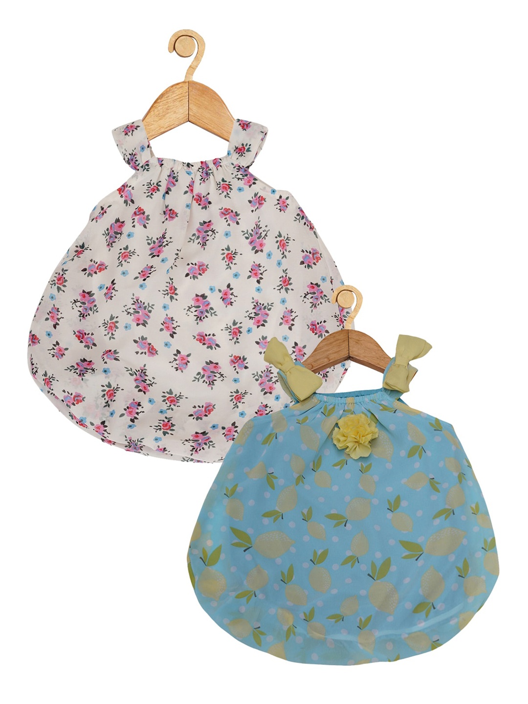 

Creative Kids Infant Girls Pack of 2 Printed Shoulder Straps A-Line Dresses, Turquoise blue