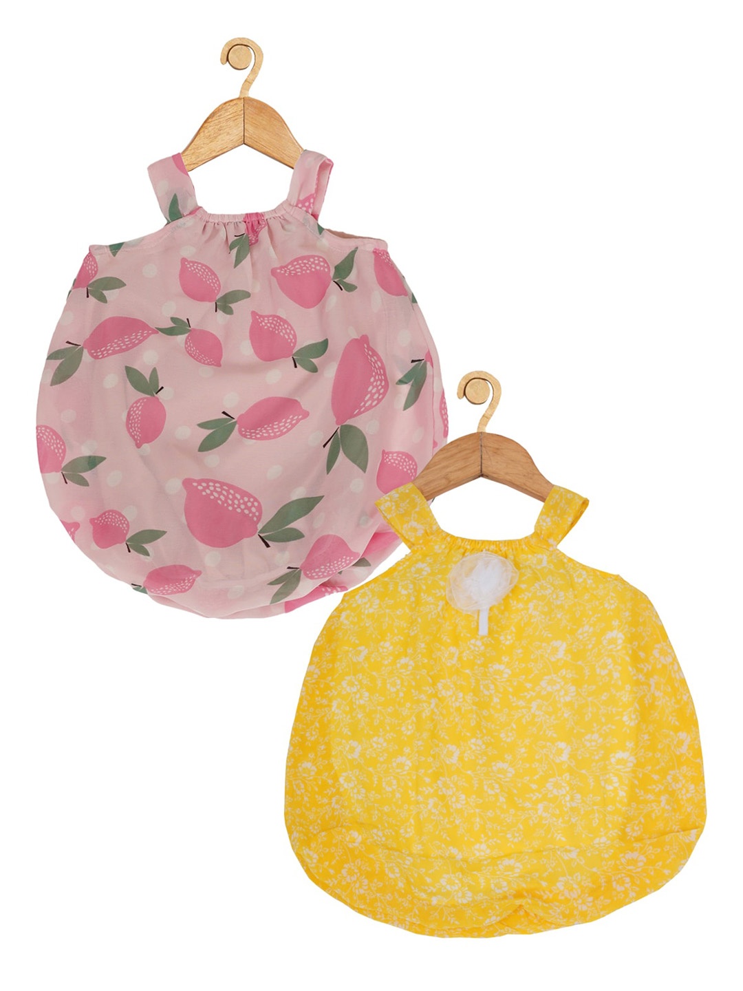 

Creative Kids Infant Girls Pack of 2 Printed Romper, Yellow