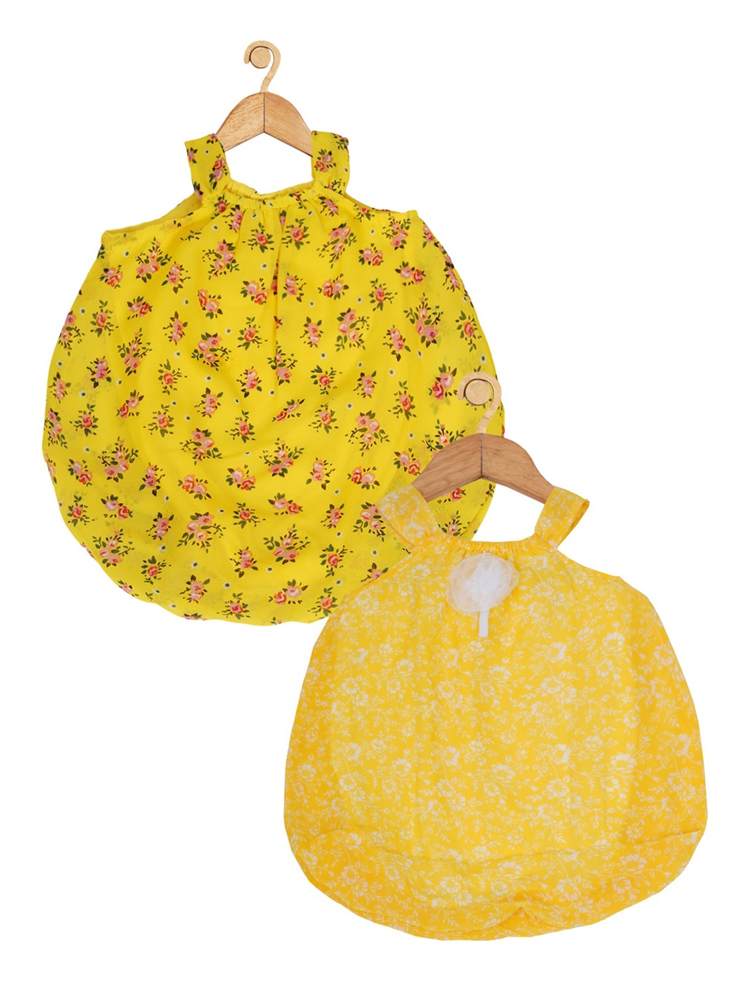 

Creative Kids Infant Girls Pack of 2 Printed Shoulder Straps A-Line Dresses, Yellow