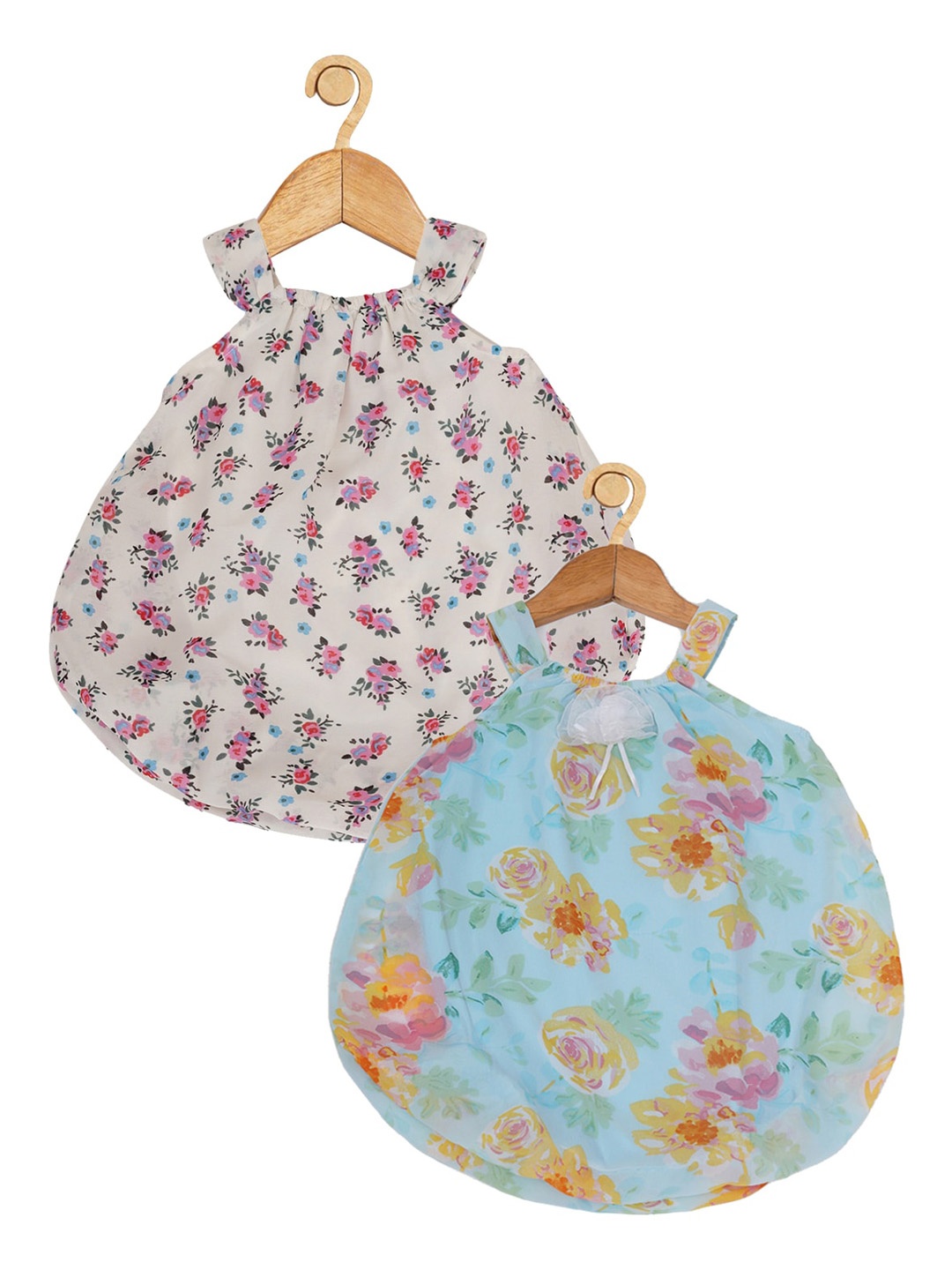 

Creative Kids Infant Pack of 2 Printed Romper Dresses, Turquoise blue
