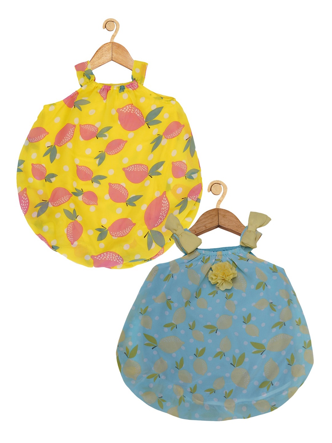 

Creative Kids Infant Pack of 2 Printed Romper Dresses, Turquoise blue