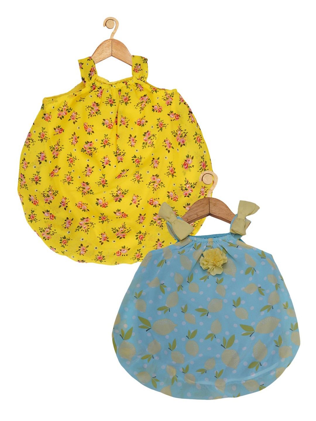 

Creative Kids Infant Pack of 2 Printed Romper Dresses, Turquoise blue