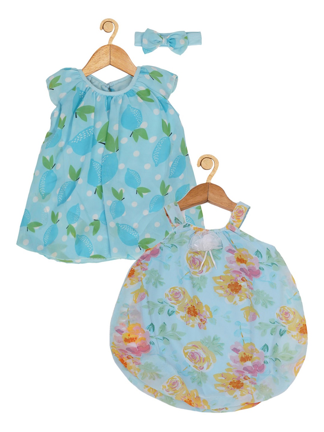 

Creative Kids Infant Girls Pack Of 2 Printed Romper, Turquoise blue