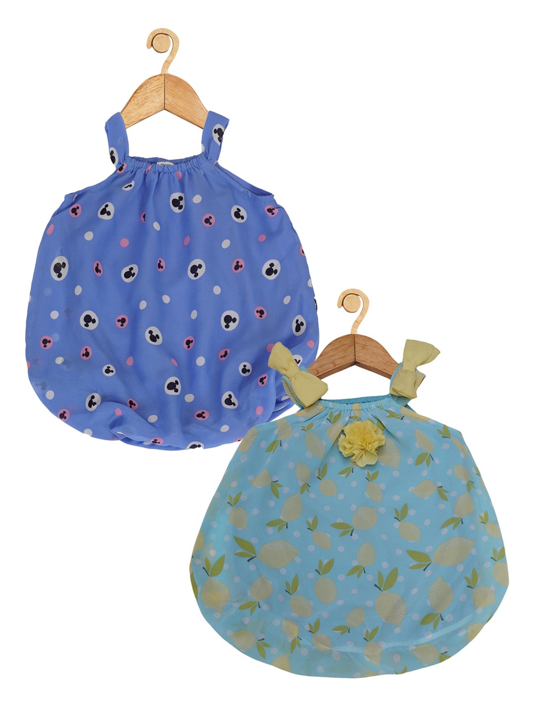 

Creative Kids Infant Girls Pack Of 2 Printed Romper, Turquoise blue