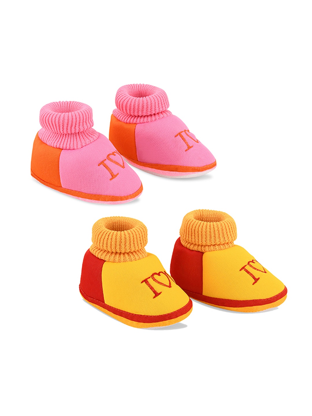 

Smartots Infants Pack Of 2 Colourblocked Pure Cotton Booties, Pink