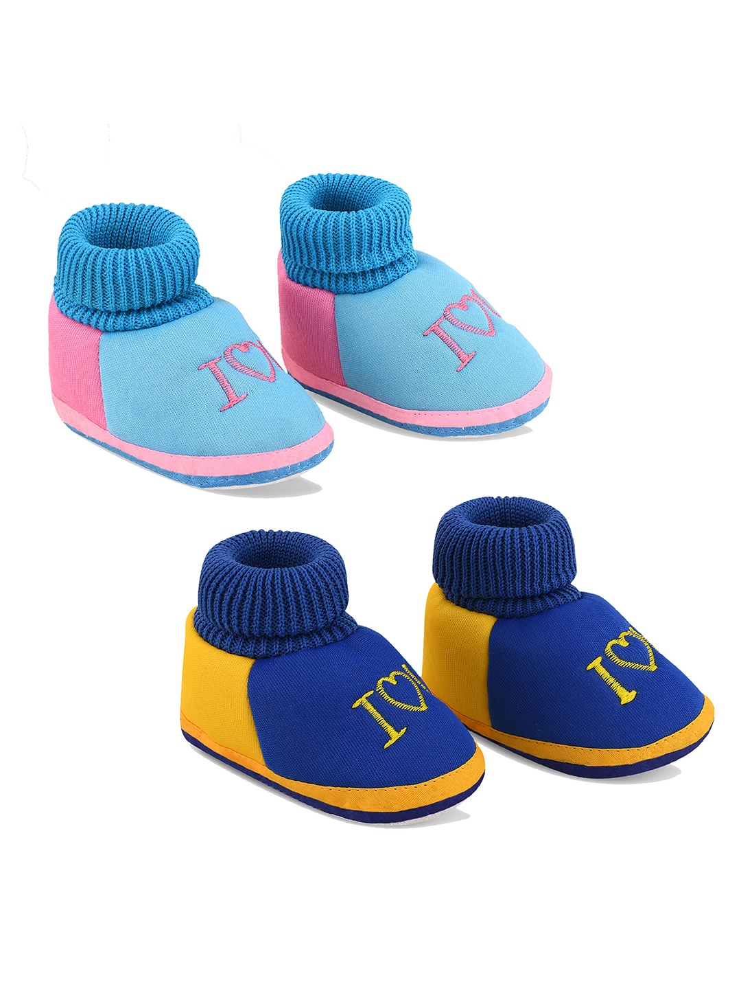 

Smartots Infant Pack Of 2 Colourblocked Pure Cotton Booties, Blue