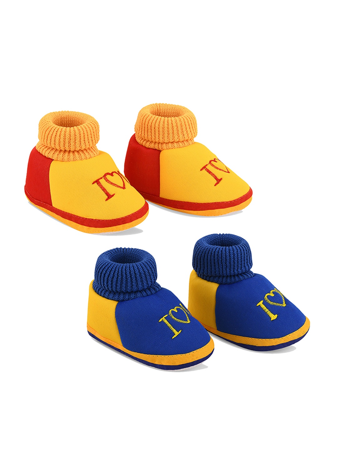 

Smartots Infant Kid Pack Of 2 Colourblocked Pure Cotton Booties, Yellow