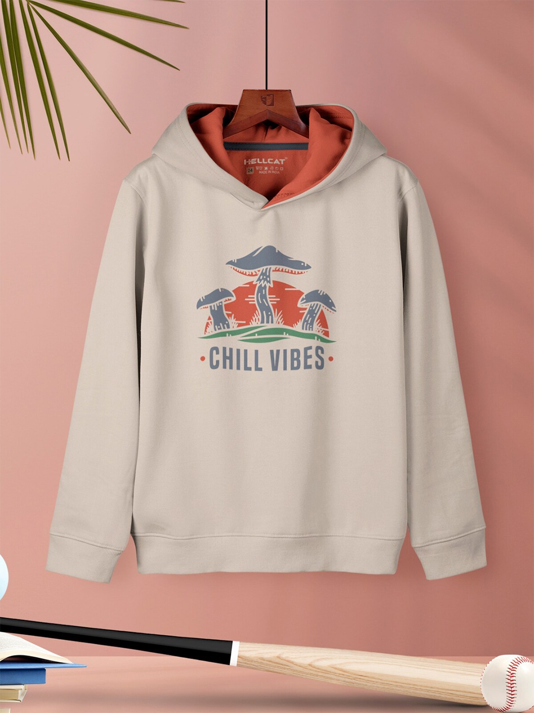 

HELLCAT Girls Printed Hooded Pullover Sweatshirt, Beige
